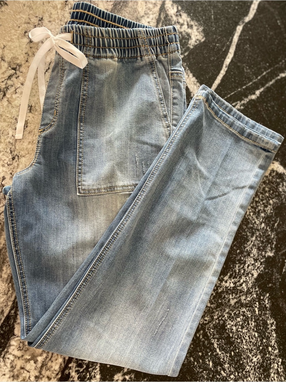 INC International Concepts Light Blue Drawstring Boyfriend Jeans